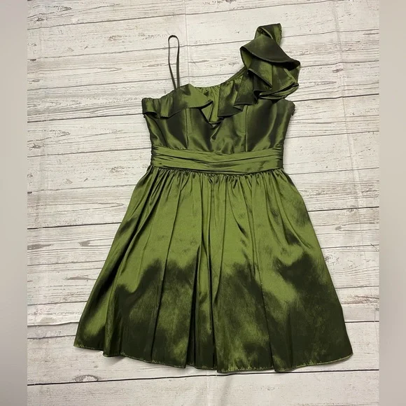 slim fit dress slacks I.H.F Silk Taffeta Dress in Green